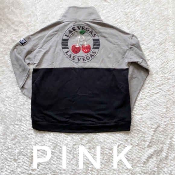 PINK Victorias Secret Las Vegas Cherry Quarter Zip - Picture 2 of 9